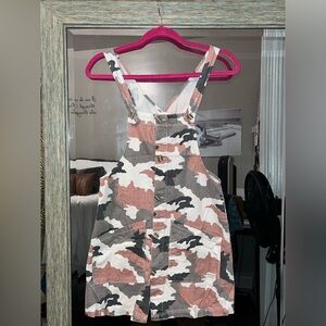 Zara Kids Camo Overall Dress - Pink, Gray, White